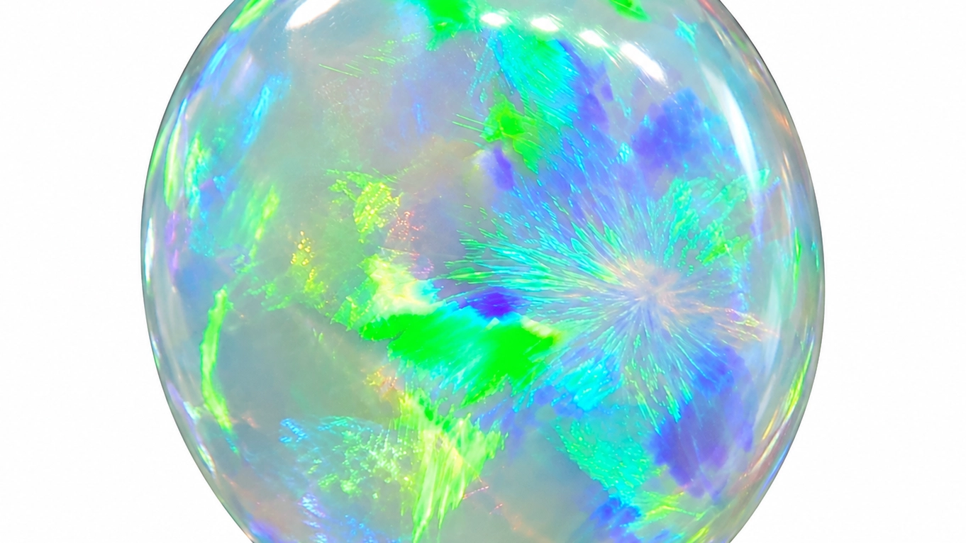 Australian crystal opal displaying blue, green and violet play-of-colour